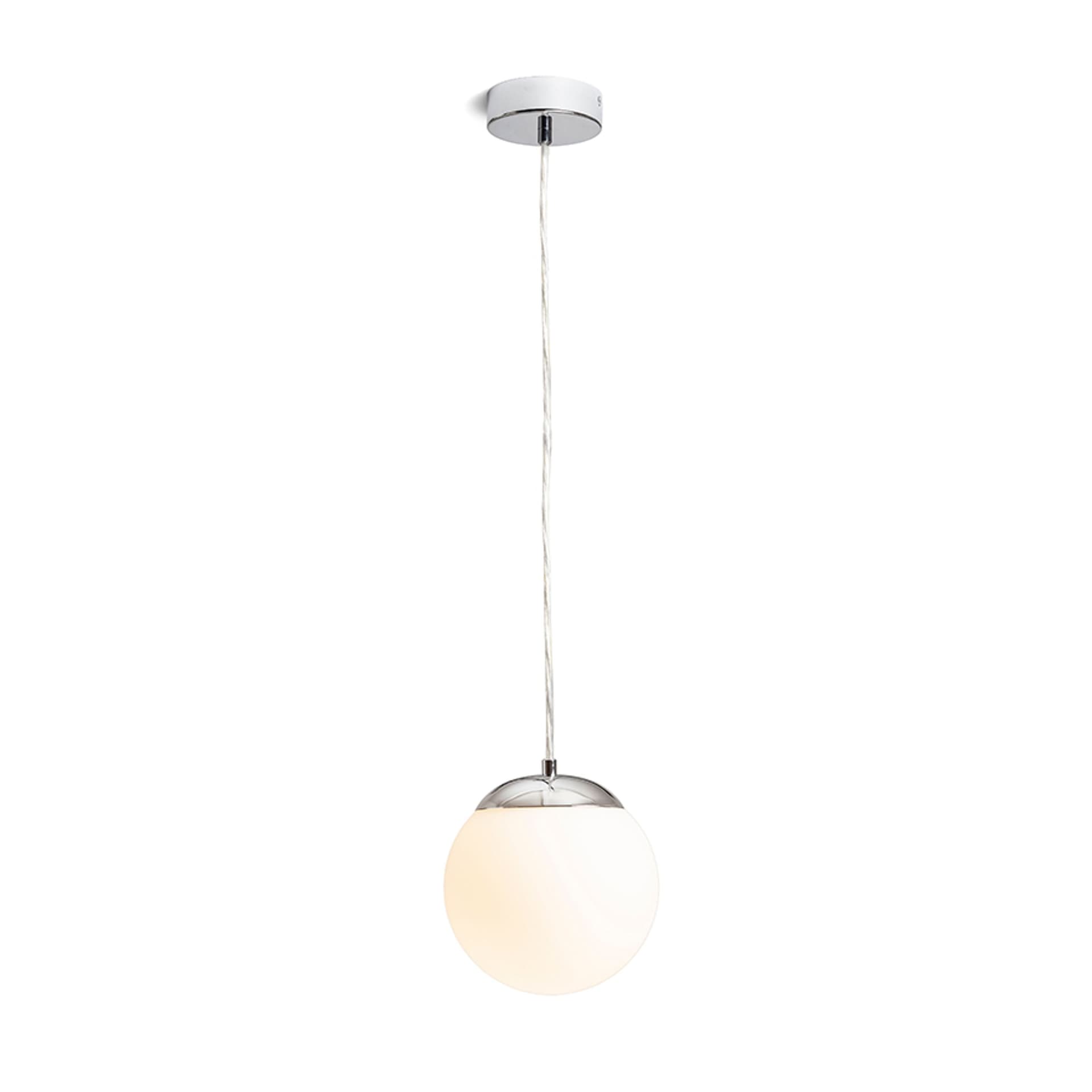 Pendul Rendl Bolly 17, sticlă opal/crom, E27, 11W, IP44