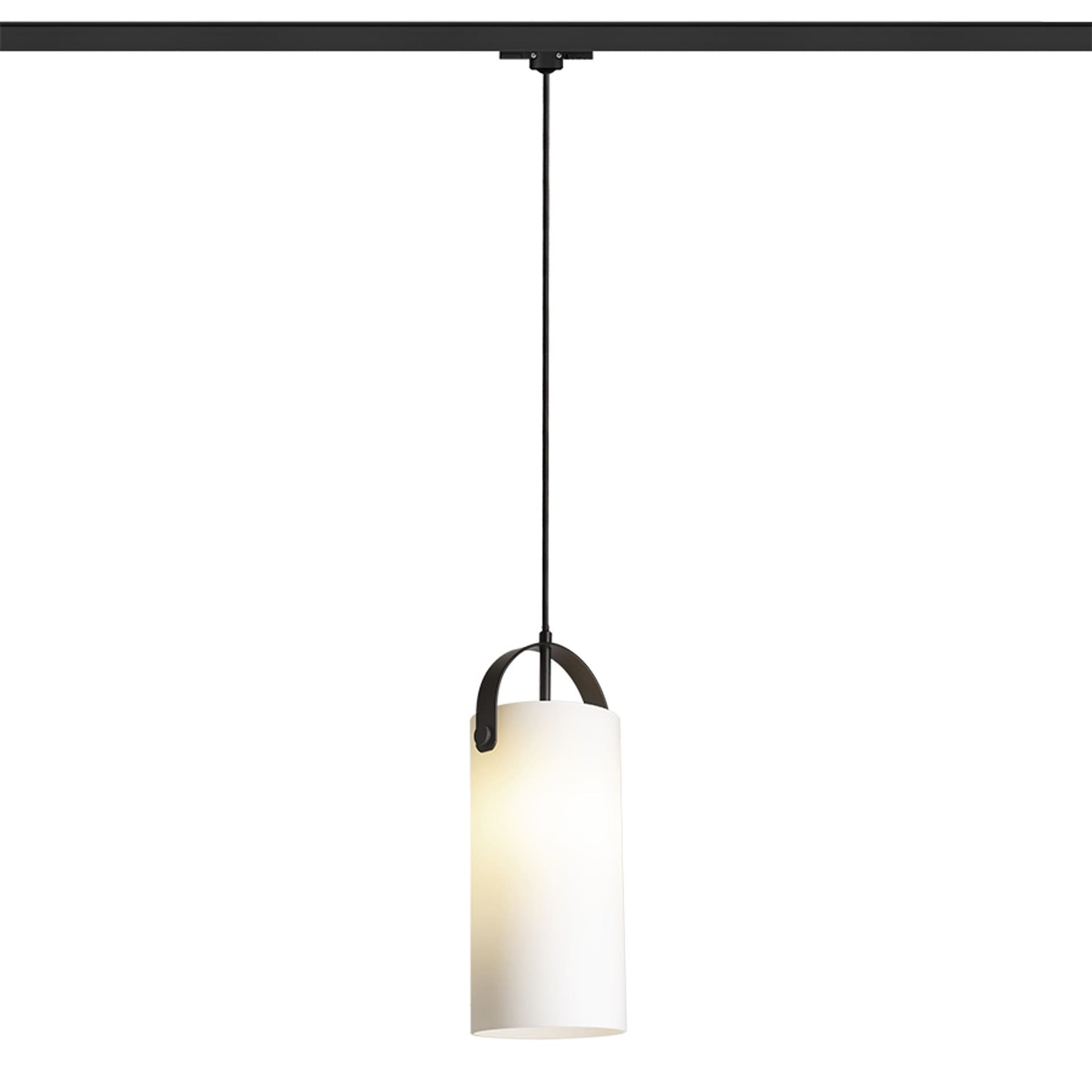 Corp de iluminat pe șină Rendl, sticlă opal/negru, 15 W