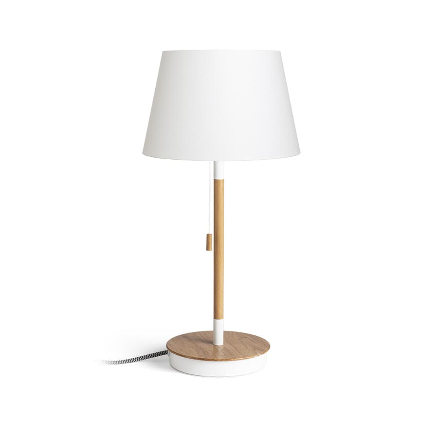 Lampă de masă Rendl Keith/Alvis 24, alb fag, USB, 230V, LED E27 11W