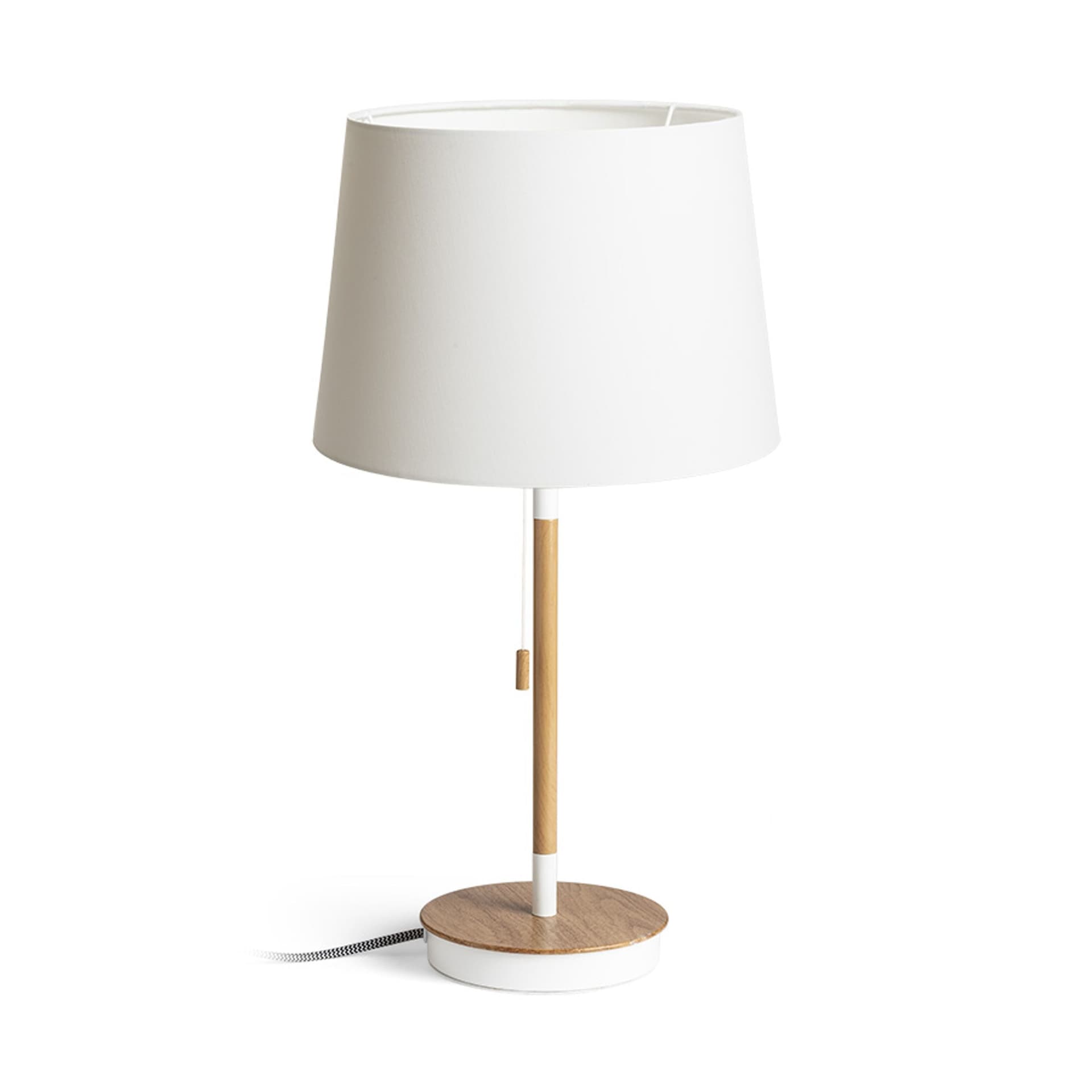 Lampă de masă Keith Ambitus 30, alb/fag, E27, 15W, USB, 230V
