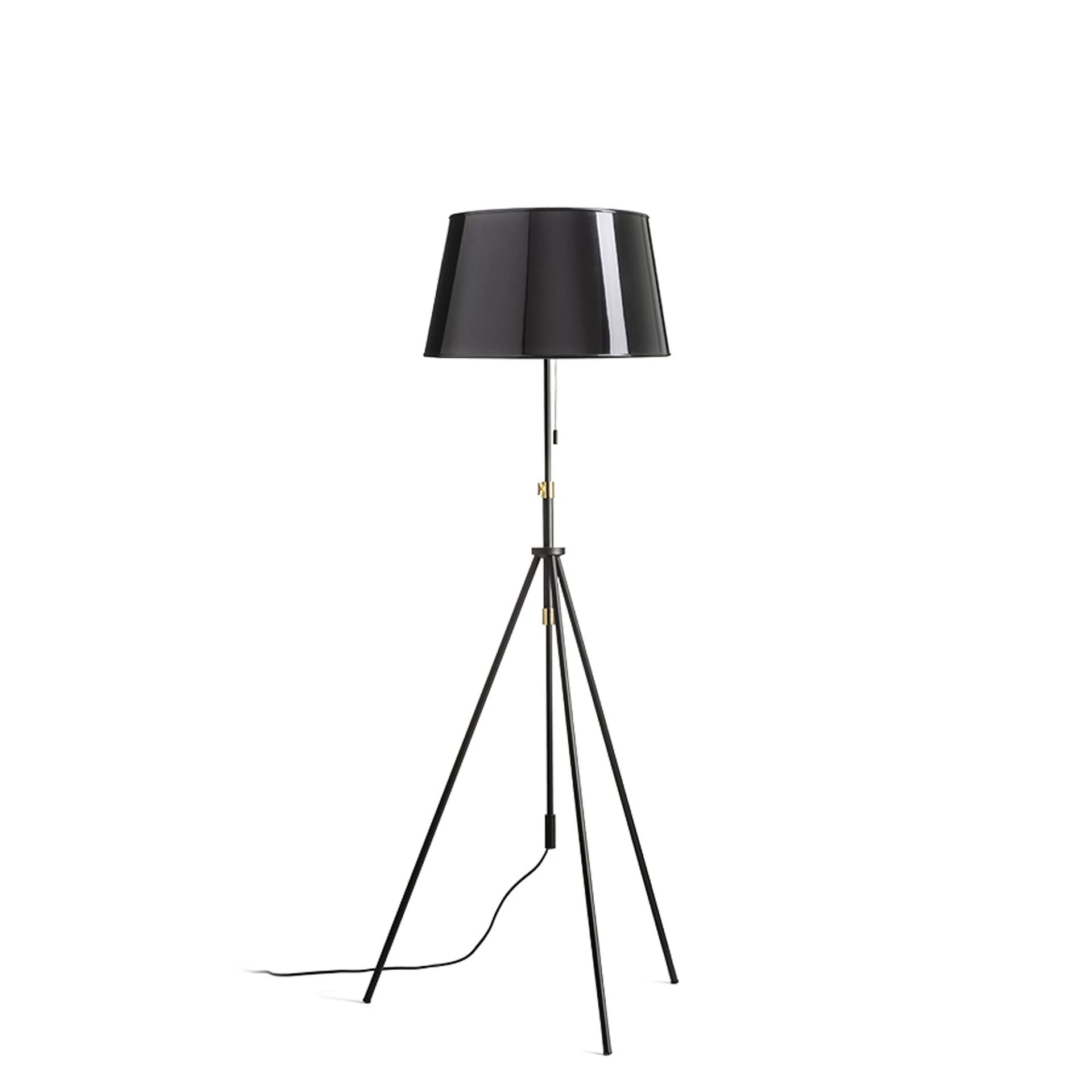 Lampă de podea Rendl Luton/Ridick, negru lucios, folie aurie/negru/metal, 230V, LED, E27, 15W