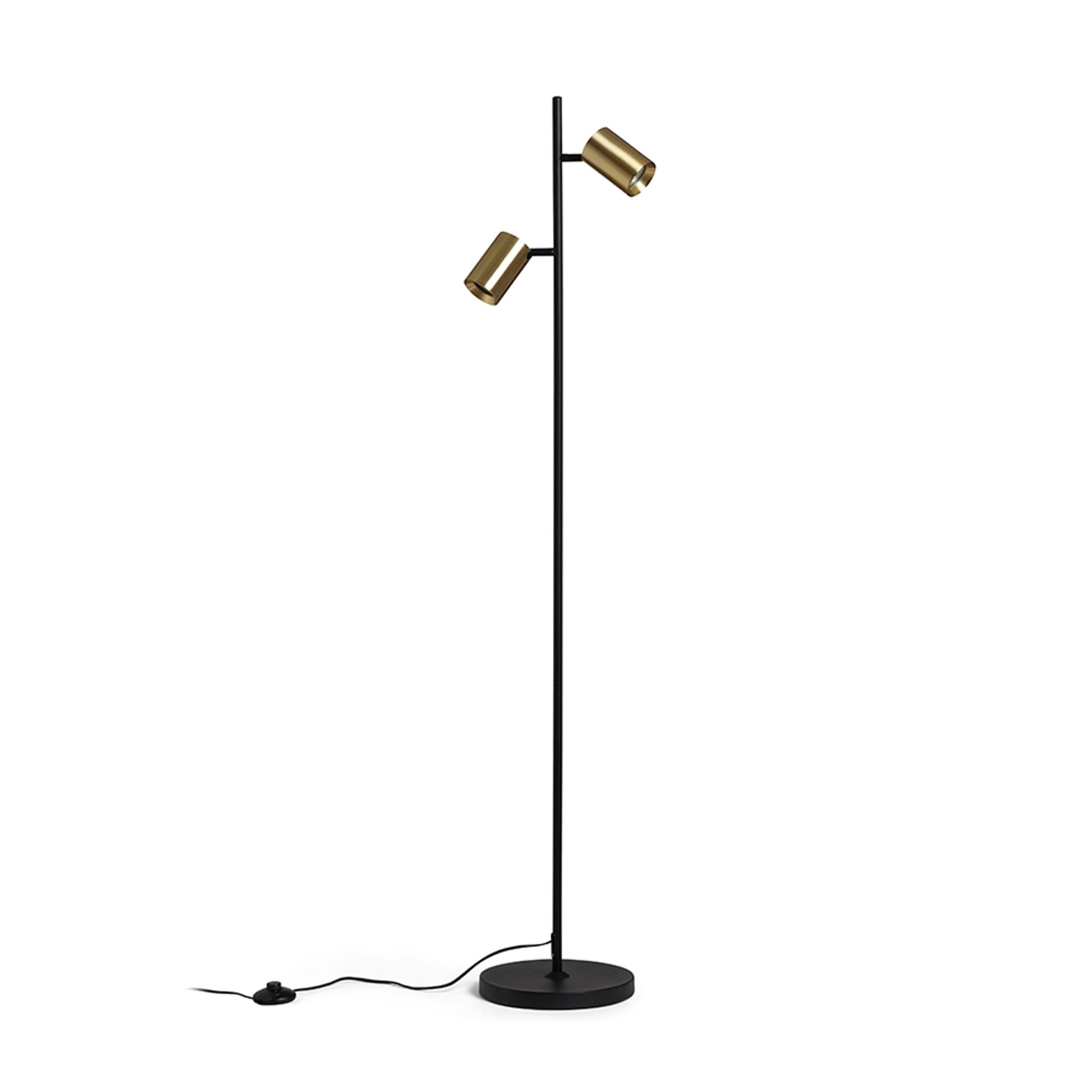 RENDL FLYNN II lampadar negru/alamă pieptănată 230V LED GU10 2x9W