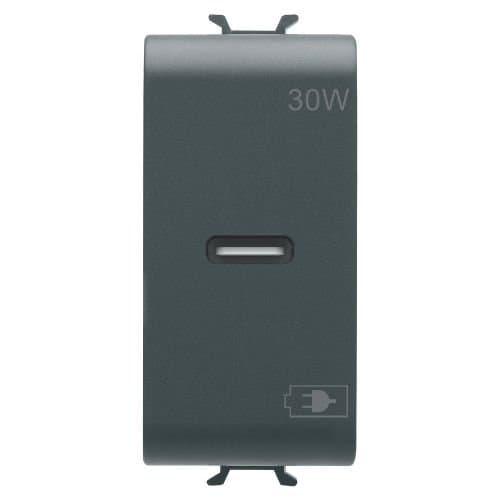 Priză USB C GEWISS, 30W, 1 modul, negru satin