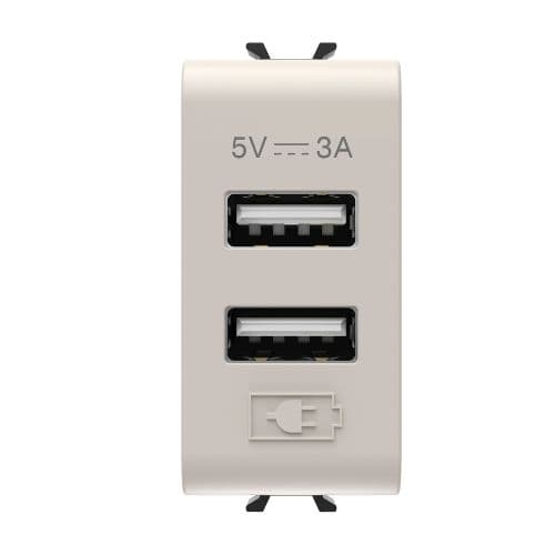 PRZ GW13447 Priza dubla USB A+A 5V 3A 1 modul CH/Bej Satin