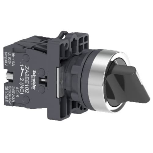 XA2ED53 Buton selector cu revenire 3 pozitii 2NO Negru
