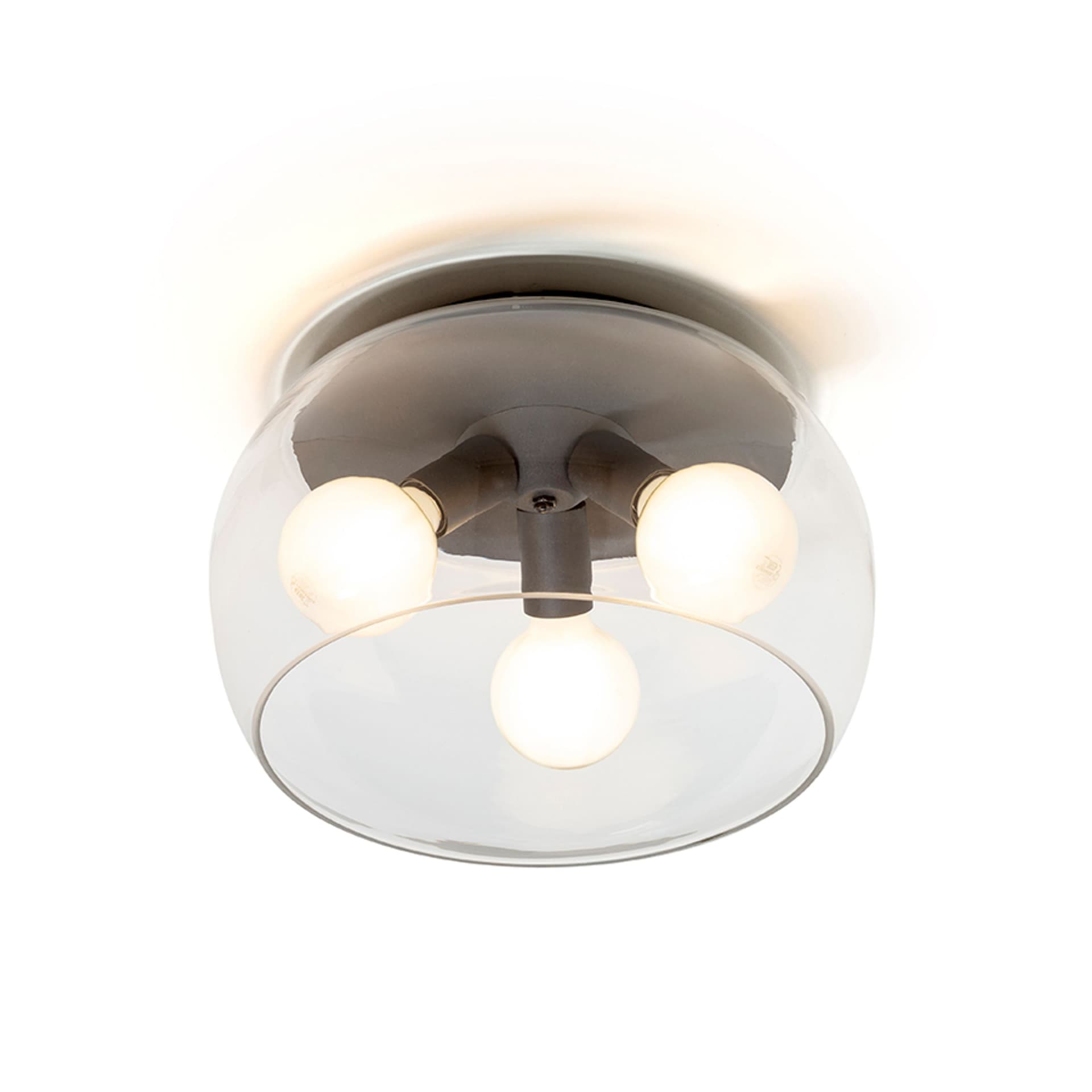 Plafonieră Rendl Amanda, negru mat, sticlă transparentă, E27, 3x15W, 230V